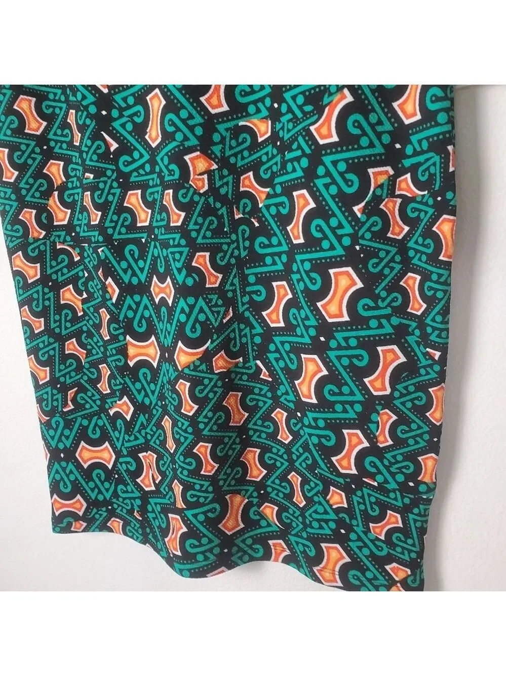 Lularoe Cassie Pencil Skirt Small Geometric Green Orange